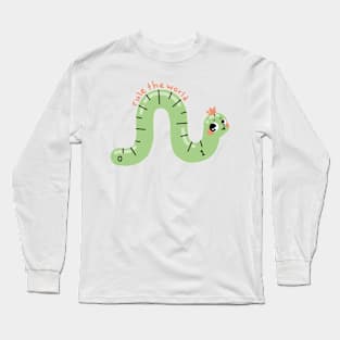 Rule the World Worm Pun Back to School Art Long Sleeve T-Shirt